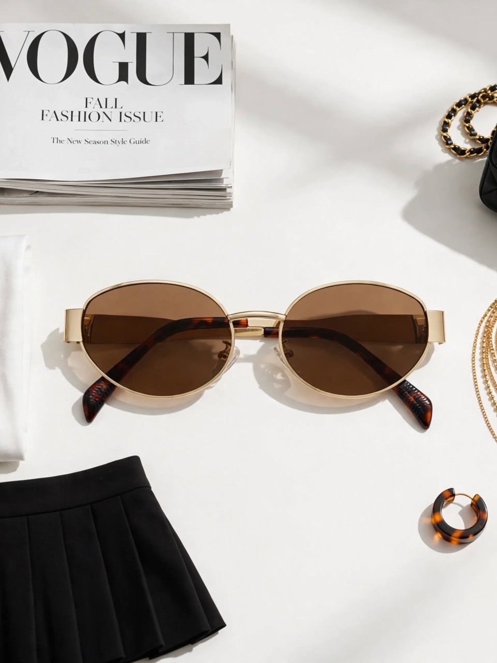Gold Frame Brown Lens Women's Sunglasses